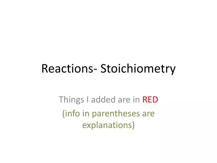 reactions stoichiometry