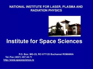 NATIONAL INSTITUTE FOR LASER, PLASMA AND RADIATION PHYSICS