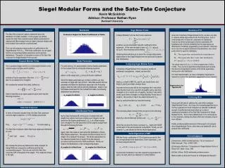 Siegel Modular Forms and the Sato-Tate Conjecture Kevin McGoldrick