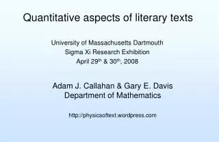 Quantitative aspects of literary texts