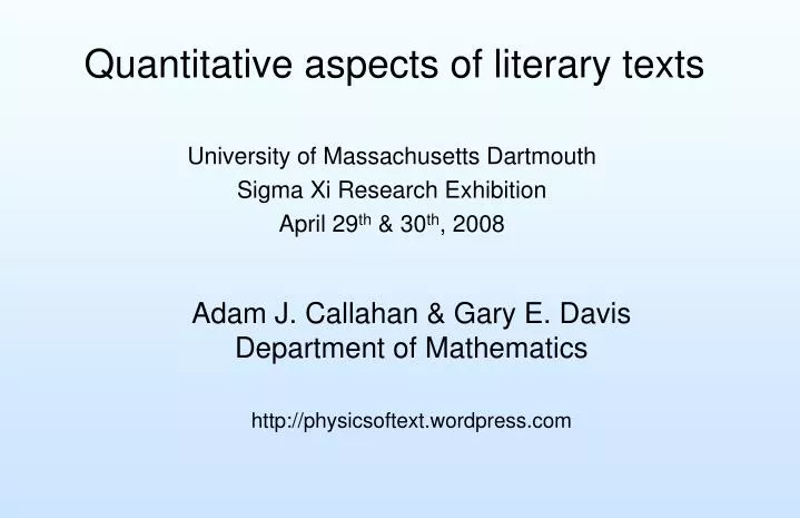quantitative aspects of literary texts