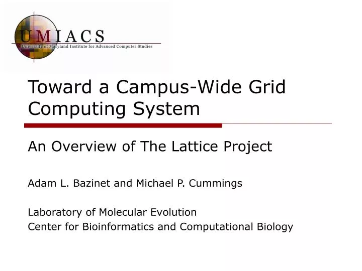 toward a campus wide grid computing system