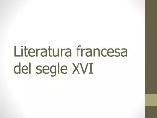 literatura francesa del segle xvi