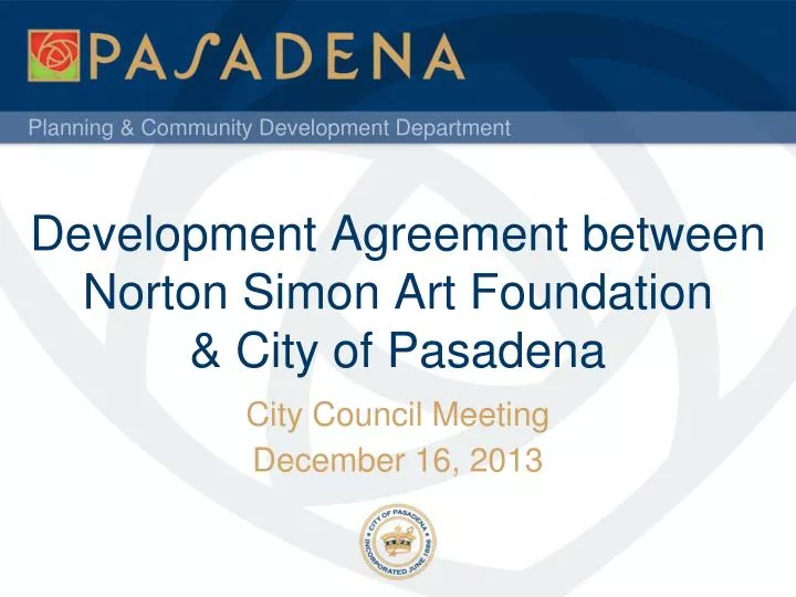 development agreement between norton simon art foundation city of pasadena