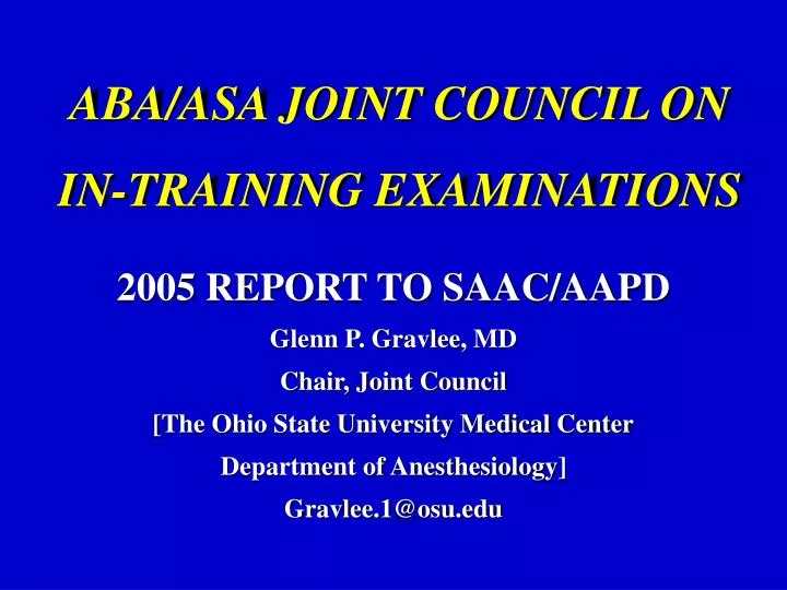 aba asa joint council on in training examinations
