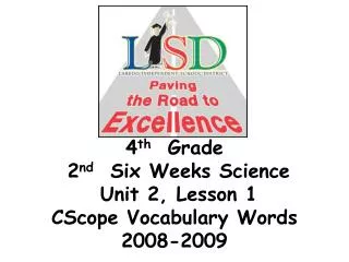4 th Grade 2 nd Six Weeks Science Unit 2, Lesson 1 CScope Vocabulary Words 2008-2009