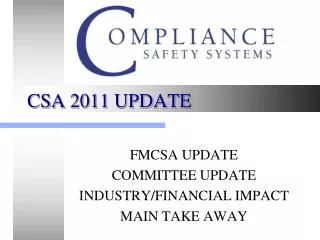 CSA 2011 UPDATE