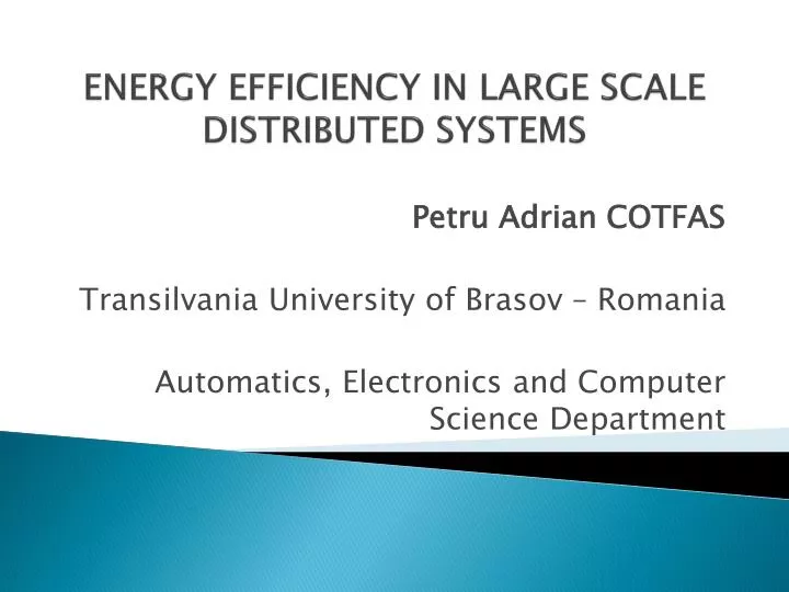 energy efficiency in large scale distributed systems