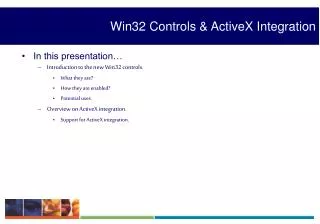 Win32 Controls &amp; ActiveX Integration