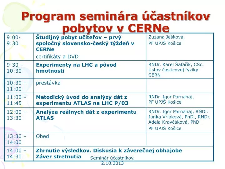 program semin ra astn kov pobytov v cerne