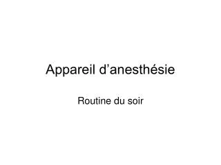 appareil d anesth sie