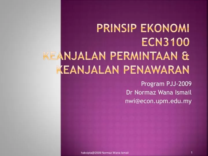 prinsip ekonomi ecn3100 keanjalan permintaan keanjalan penawaran