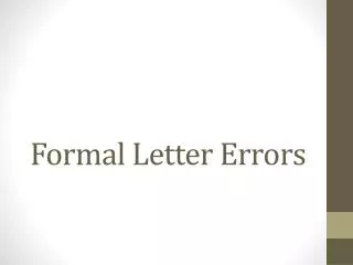 Formal Letter Errors