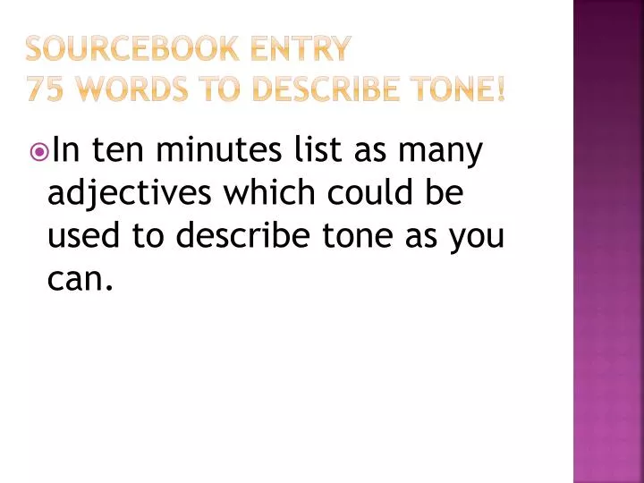 sourcebook entry 75 words to describe tone