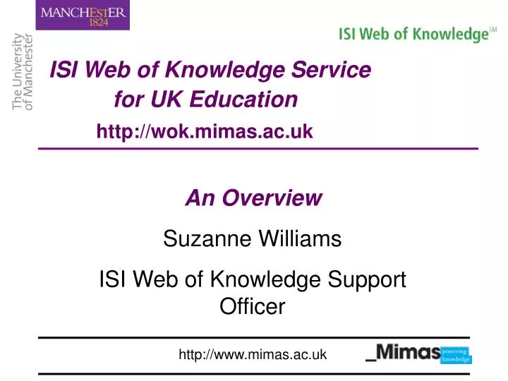 isi web of knowledge service for uk education