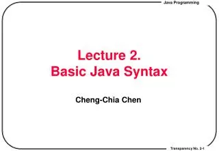 Lecture 2. Basic Java Syntax