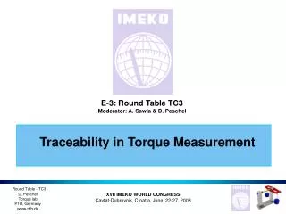 Traceability in Torque Measurement