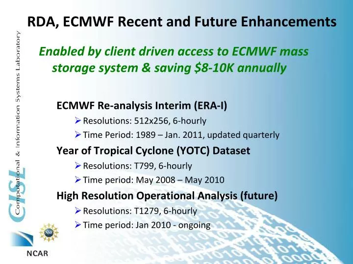 rda ecmwf recent and future enhancements