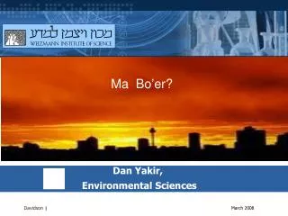 Dan Yakir, Environmental Sciences
