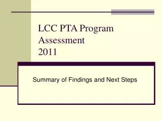 LCC PTA Program Assessment 2011