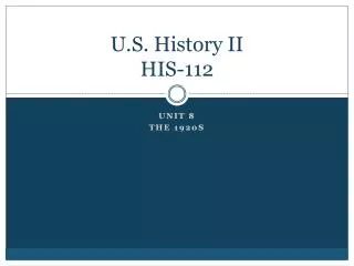 U.S. History II HIS-112