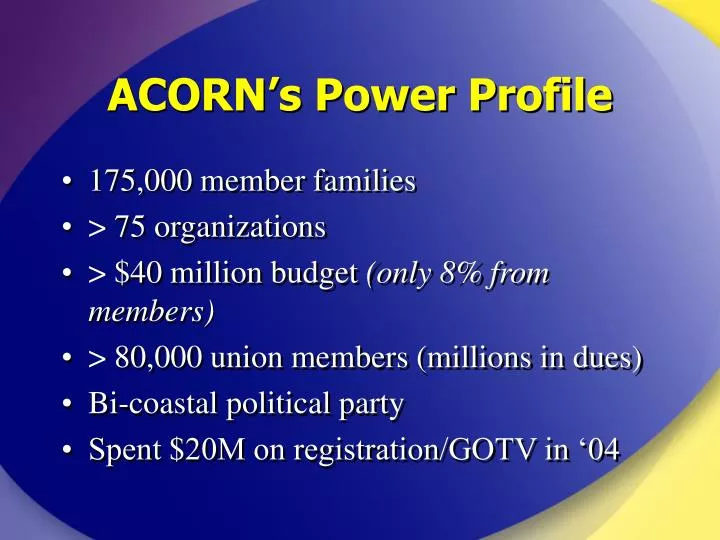 acorn s power profile