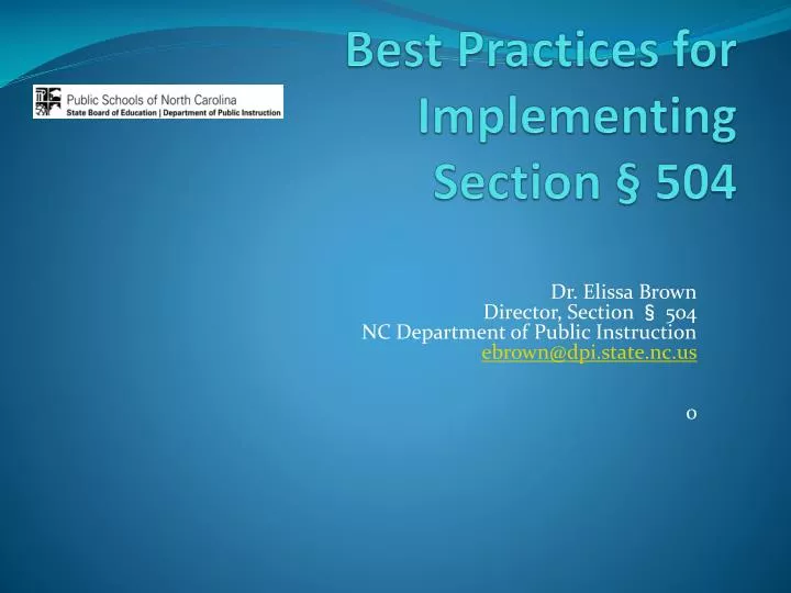 best practices for implementing section 504