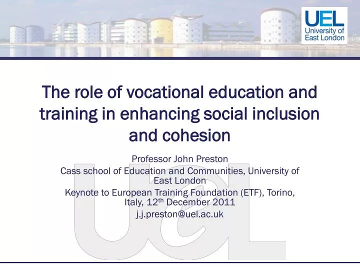 the role of vocational education and training in enhancing social inclusion and cohesion