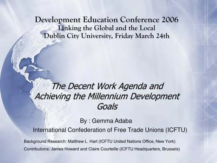 the decent work agenda and achieving the millennium development goals