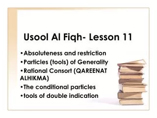 Usool Al Fiqh- Lesson 11