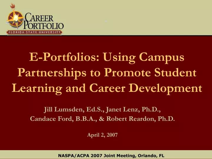e portfolios using campus partnerships to promote student learning and career development