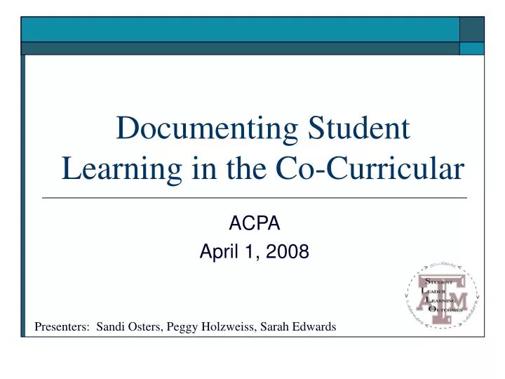 documenting student learning in the co curricular