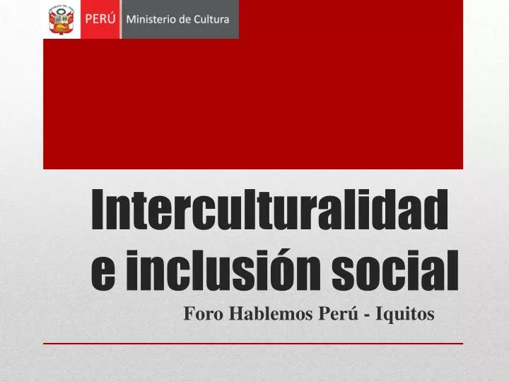 interculturalidad e inclusi n social