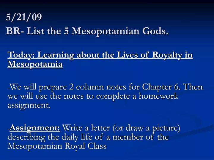 5 21 09 br list the 5 mesopotamian gods