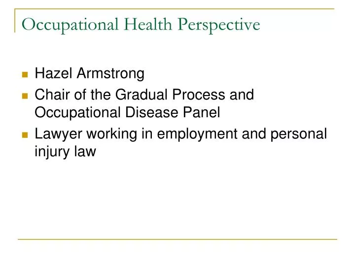 occupational health perspective