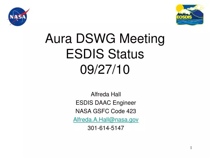 aura dswg meeting esdis status 09 27 10