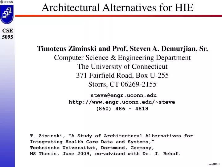 architectural alternatives for hie