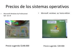 precios de los sistemas operativos