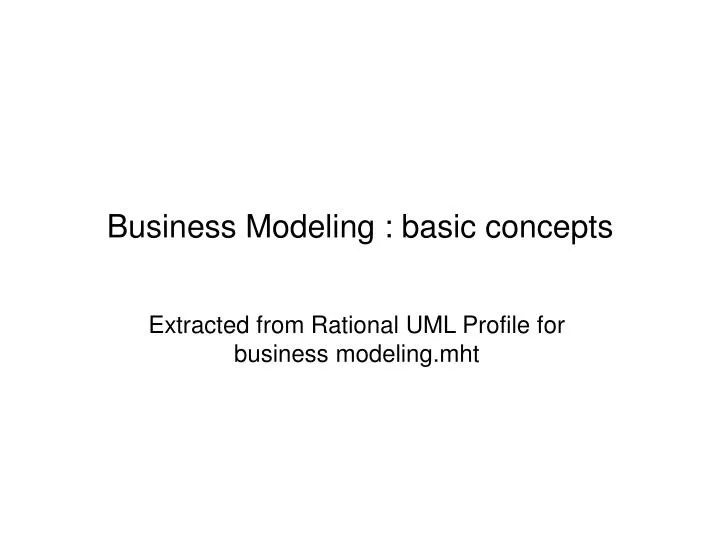business modeling basic concepts