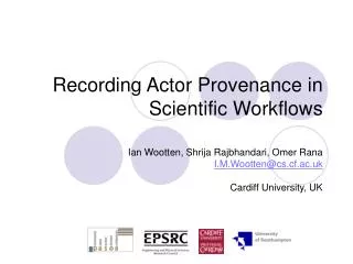Recording Actor Provenance in Scientific Workflows