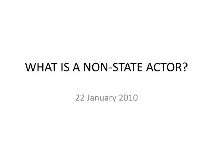 what is a non state actor