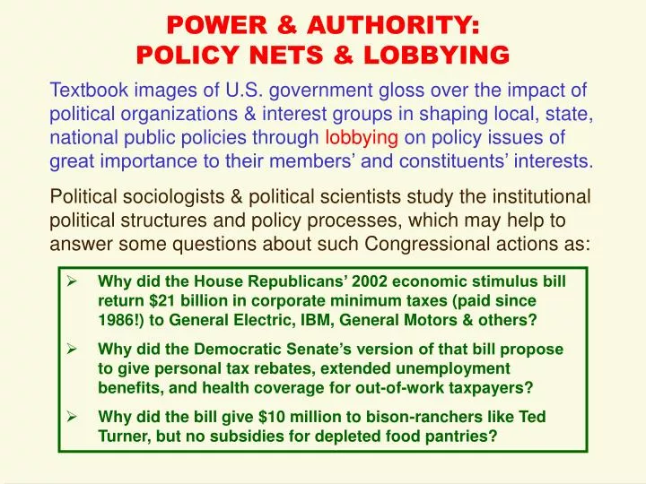 power authority policy nets lobbying