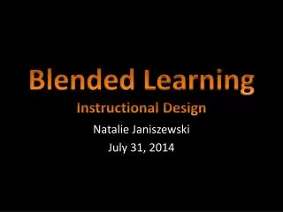 Blended Learning Instructional Design