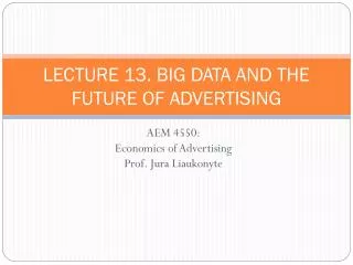 LECTURE 13. BIG DATA AND THE FUTURE OF ADVERTISING