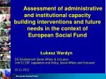 Evaluation of ESF Administrative Capacity Building: Insights and Recommendations - slide 1