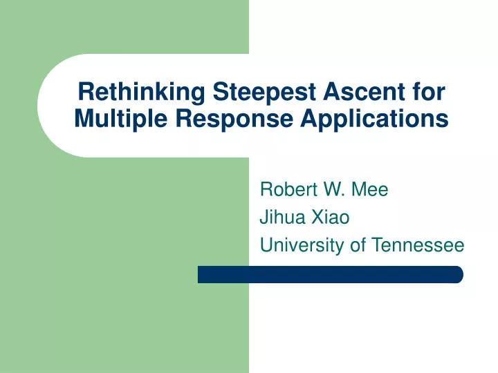 rethinking steepest ascent for multiple response applications
