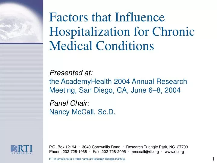 factors that influence hospitalization for chronic medical conditions