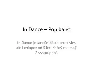 in dance pop balet
