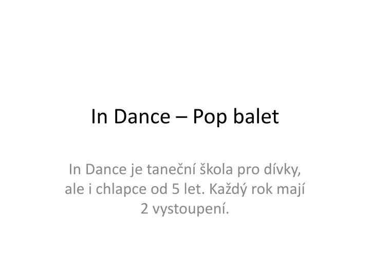 in dance pop balet