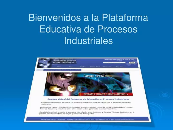 bienvenidos a la plataforma educativa de procesos industriales